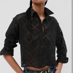 GAP Black Lace Cropped Shirt